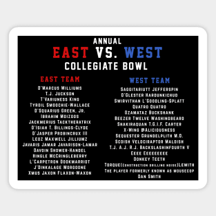 East vs. West Collegiate Bowl Rosters Magnet